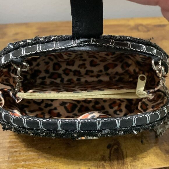 Vintage Expressions NYC Black Silver Beaded Evening Bag - Picture 5 of 5